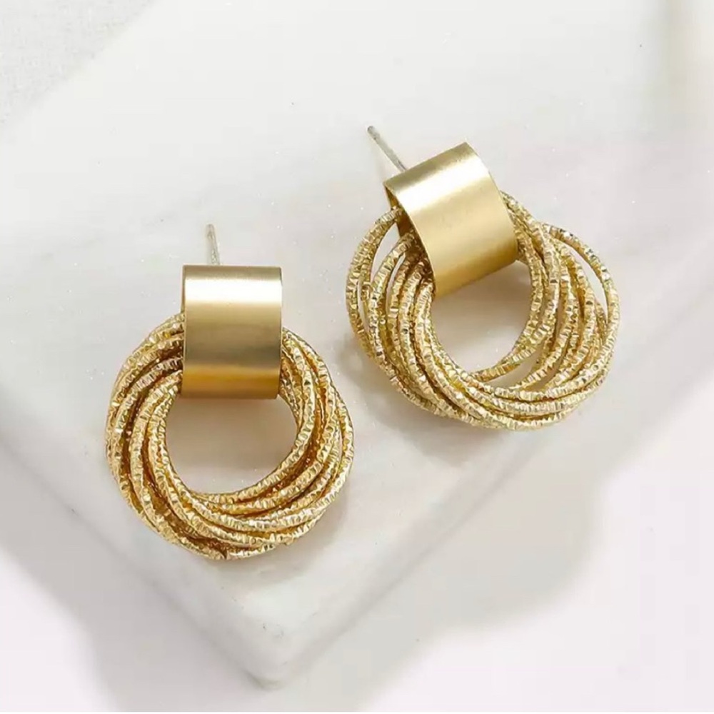 New Chic Gold-Tone Twisted Hoop Earrings